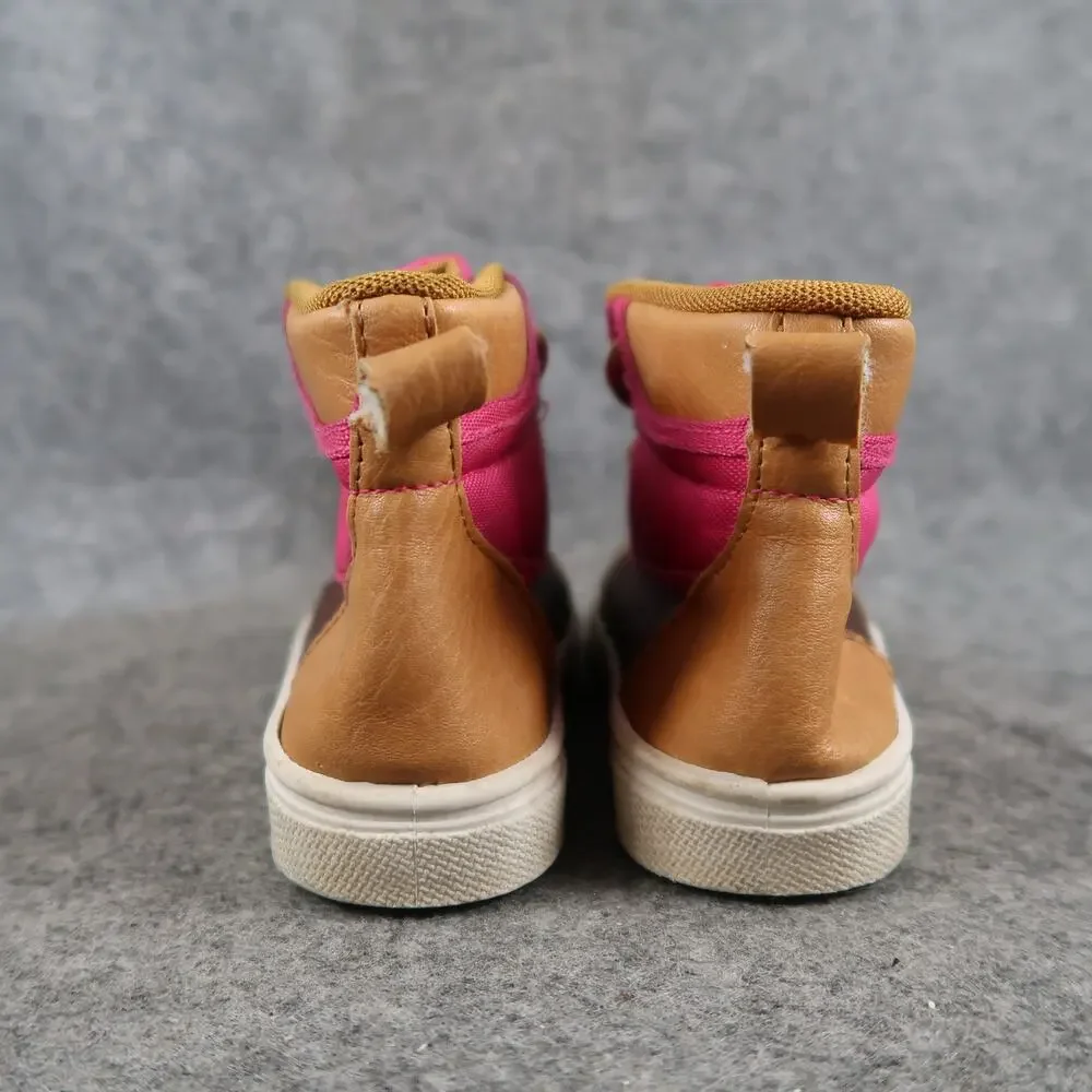Oomphies Shoes Toddler 9C Sneaker Boots Casual Kids Pink Brown Lace Up Girls